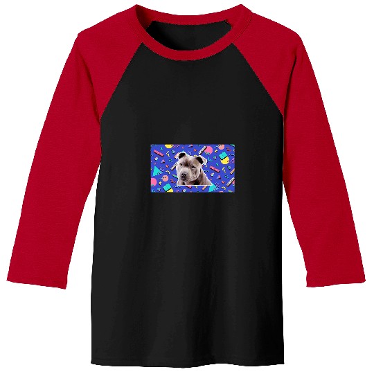 Dog Staffordshire 90s Sticker Pattern Dog American Staffordshire Terrier Baseball Tees
