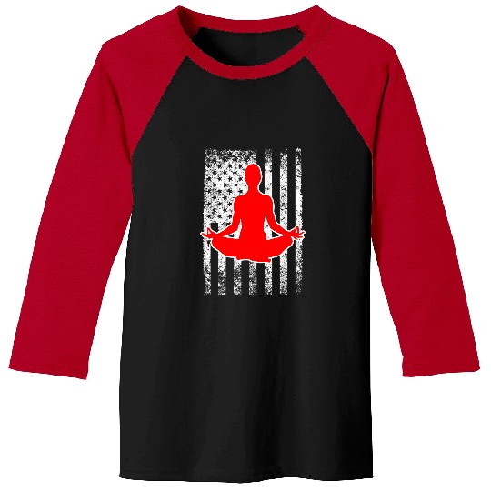 Namaste Yoga American Flag Meditation Meditate Exercise Yoga Art Buddhist Meditation Baseball Tees