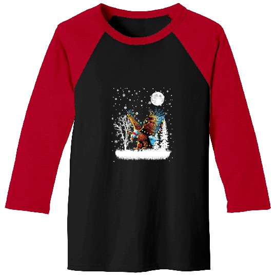 Eagle Under Moonlight Snow Christmas Pajama 2 Baseball Tees