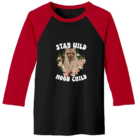 Cottagecore Stay Wild Moon Child Raccoon Mushroom Hippie Baseball Tees
