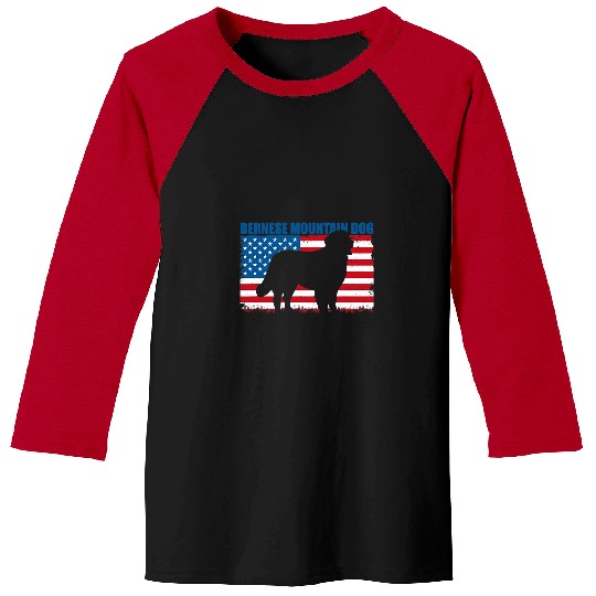 American Flag Bernese Mountain Dog Baseball Tees