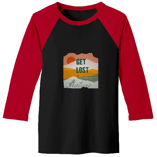 Hiking Hiker Get Lost in Nature Funny Antisocial Hike Baseball Tees