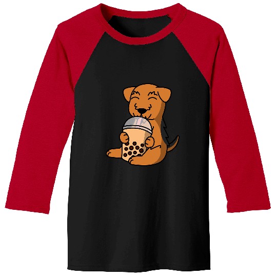 Dog Airedale Terrier Boba Bubble Milk Tea Airedale Terrier Dog 6 Baseball Tees