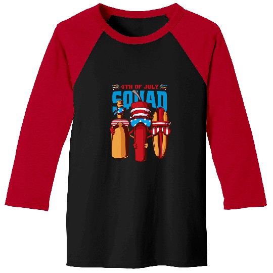 4th of July Square Red White Blue Fireworks Baseball Tees