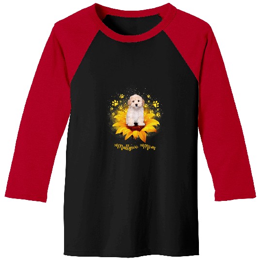 Dog Maltipoo Mom Sunflower With Dog Paw Mothers Day Baseball Tees