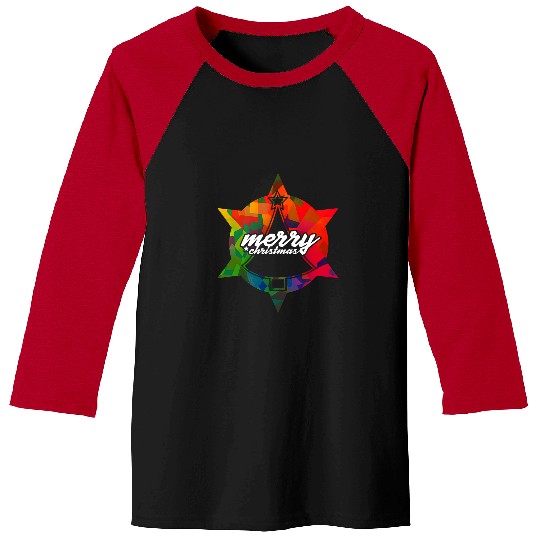 Abstract Merry Christmas Artwork Baseball Tees