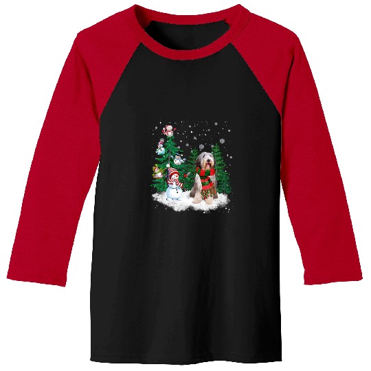 Bearded Collie Dog Christmas Snowman xmass Tree Pajama Baseball Tees