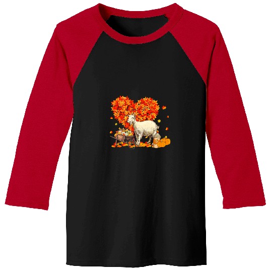 Funny Goats Farm Farmer Autumn Tree Fall Leaves Thanksgiving 78 Baseball Tees