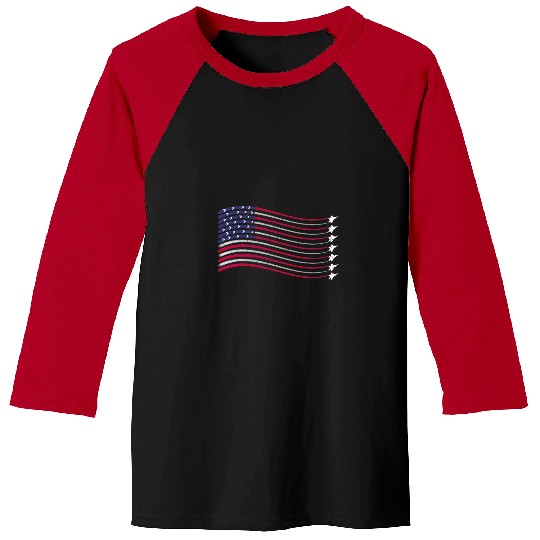 F22 Raptor Airshow American Flag 4th of July Airplane Art Baseball Tees