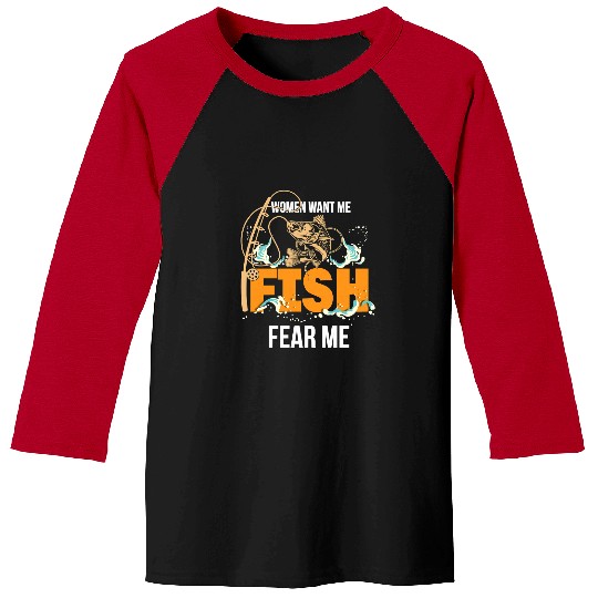 Fishing Fish fear me funny fishing 169 Fisher Hook Fisher Baseball Tees