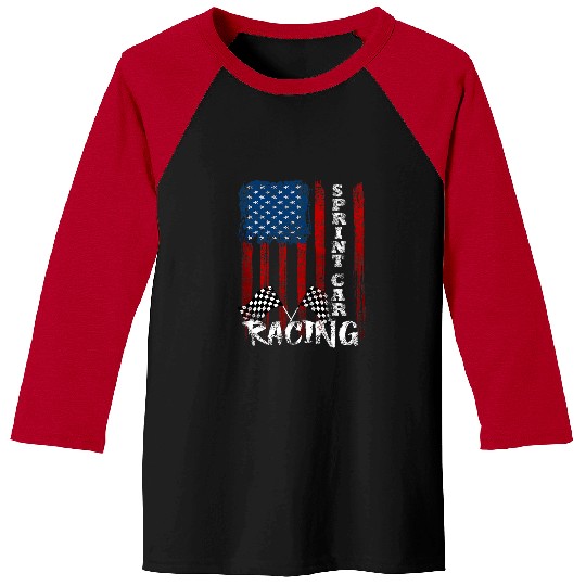 4th Of July American Flag Race Lovers Sprint Car Racing Baseball Tees