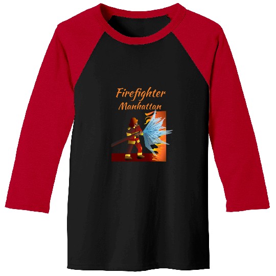 Firefighter Manhattan Art NYC Borough Baseball Tees