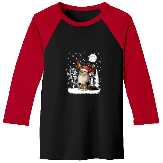 Maine Coon Under Moonlight Snow Christmas Pajama 1 Baseball Tees