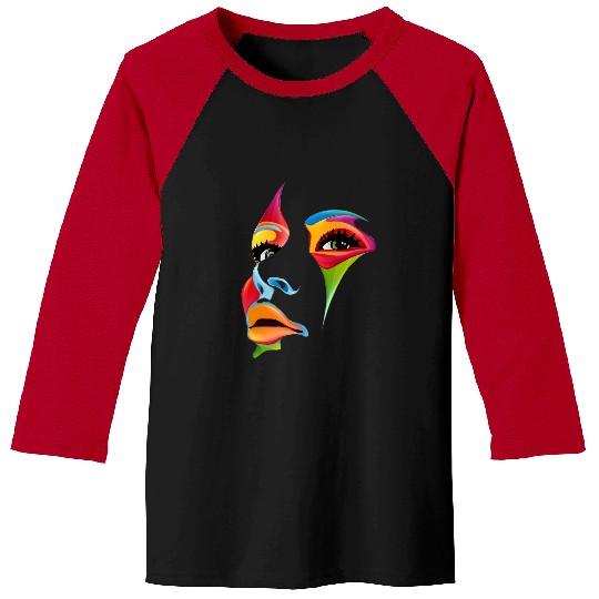 Abstract Colorful Woman Art Face Baseball Tees