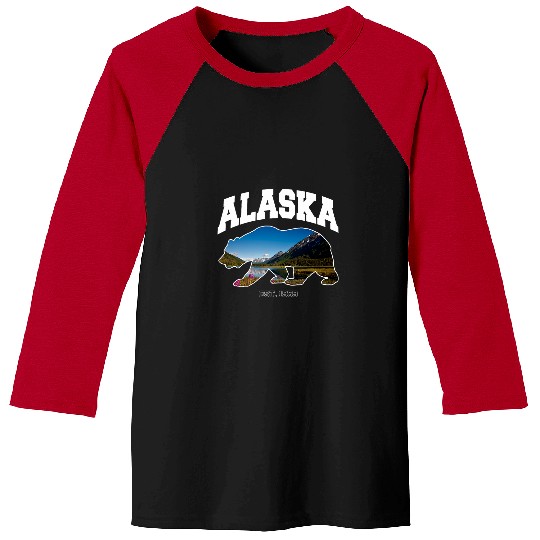 Alaska Wilderness Bear Silhouette Graphic Design Baseball Tees