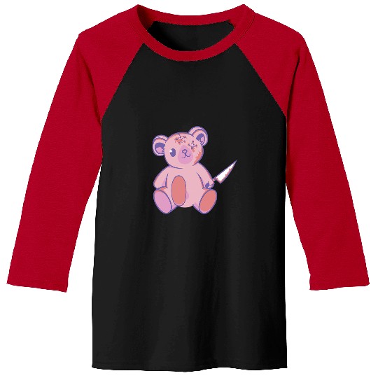 Funny Bear Creepy Pastel Goth Soft Goth Girl emo Evil teddy bear Kawaii Cute Bears Baseball Tees