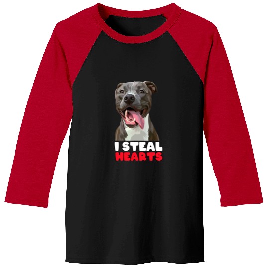 Bully I Steal Hearts Valentines Pitbull Lovers 67 Pitbull Dog Baseball Tees