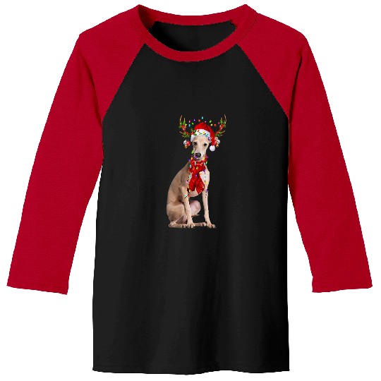 Dog Grayhound Funny Italian Greyhound Dog Reindeer Christmas Light Dog Baseball Tees