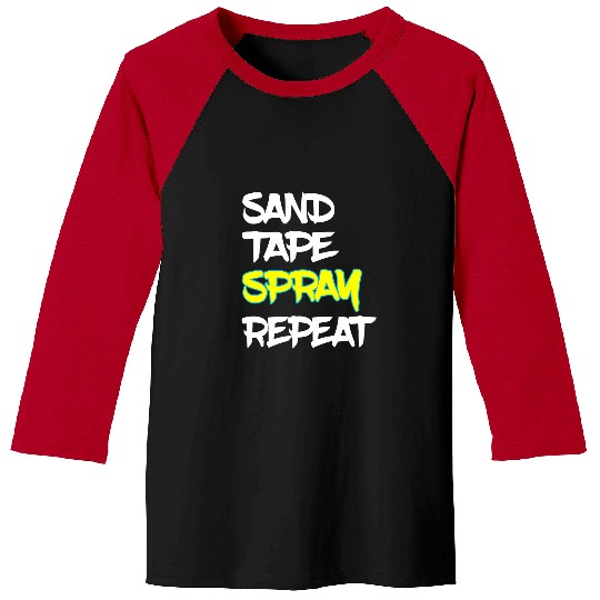 Auto Body Painter Sand Tape Spray Repeat Autobody Technician 1 Baseball Tees