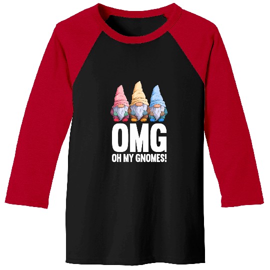 Garden Gnome Lover OMG Oh My Gnomes Gardener Gardening Baseball Tees