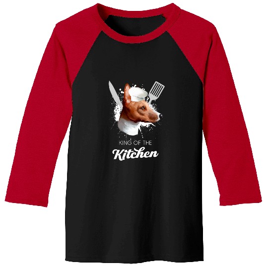 Dog Basenji King of the Kitchen Funny Cooking Dog Chef Baseball Tees