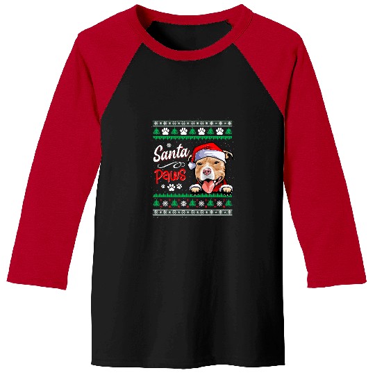 Bully Santa Paws Christmas Dog Merry Christmas Funny Pitbull 234 Pitbull Dog Baseball Tees