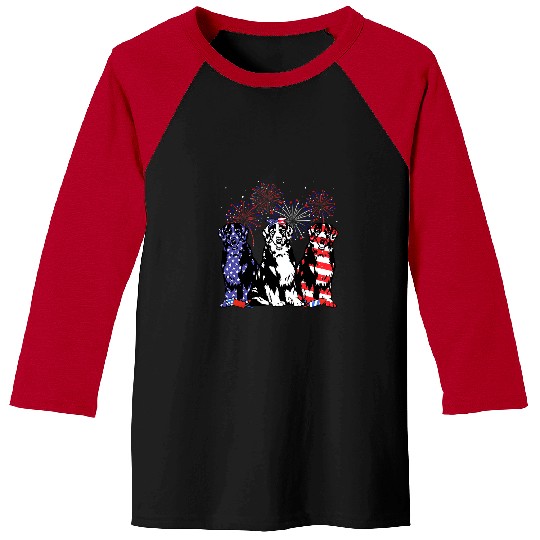 Bernese Mountain Dog American Flag Patriotic 4th Of July Baseball Tees