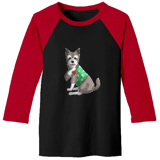Dog Schnauzer I Love Mom Tattoo Dog Funny Mothers Day Baseball Tees