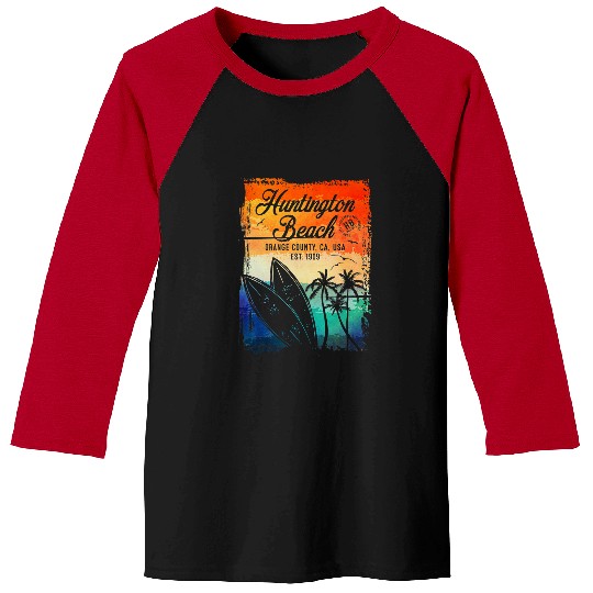 Surf Life Huntington Beach Surf City californias vintages Surfing Style Baseball Tees