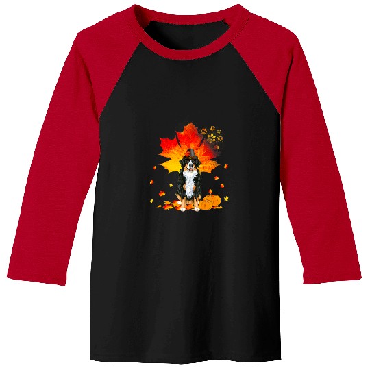 Bernese Mountain Dog Lover Autumn Leaf Fall Leaves Pumpkin Baseball Tees