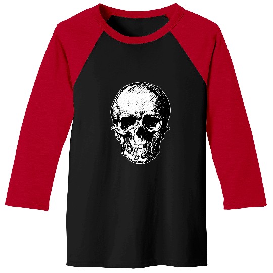 Aggressive Bold Tattoo Style Human Skull Illustration Metal Baseball Tees