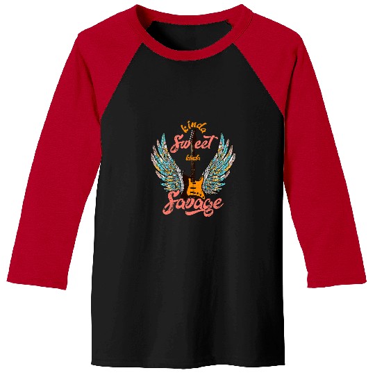 Guitarist Kinda Sweet Kinda Savage Angel Wings Electric Guitar vintages 1 Guitar Baseball Tees
