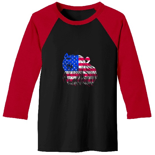 American Flag 4th July United States Grizzly Bear Baseball Tees