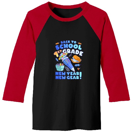 Back To School Boy 1st Grade School Supplies Baseball Tees