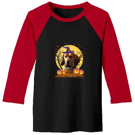 Holiday 365 Halloween Redbone Coonhound Dog Pumpkin 76 Baseball Tees