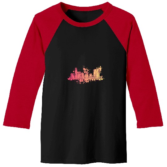 Austin Texas Skyline City Design Baseball Tees