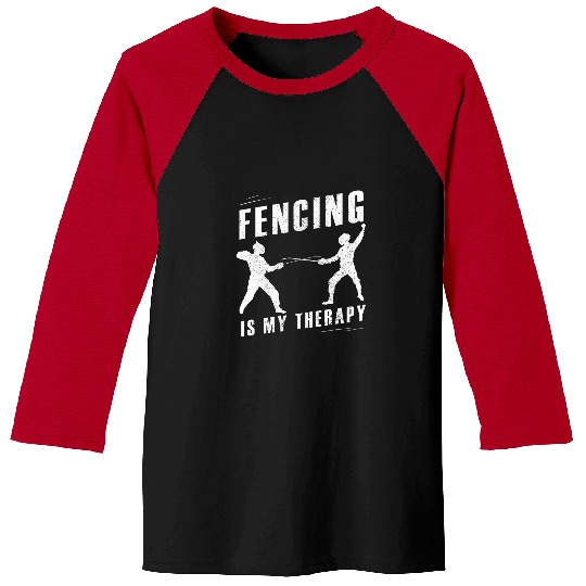 Fencing vintages funny illustration FENCING IS my therapy Baseball Tees