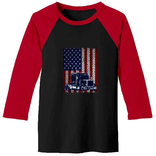 Truck Driver American Flag Trucker Gifts Baseball Tees