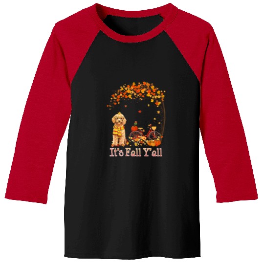 Poodles Autumn Fall Pumpkin Truck Mappe Thanksgiving348 Poodle dog Baseball Tees