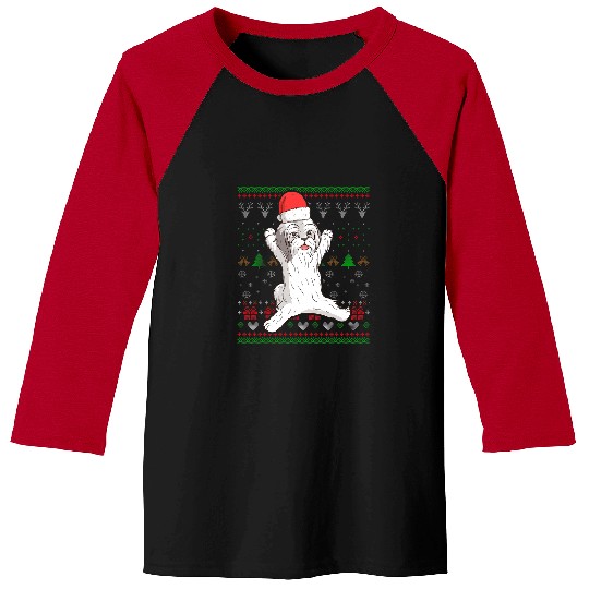 Dog Havanese Santa Claus Ugly Christmas Pattern Holiday Baseball Tees