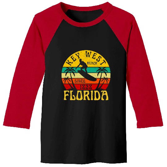Surf Life Key West Florida Beach Surfing Surfer Ocean Vintage Baseball Tees