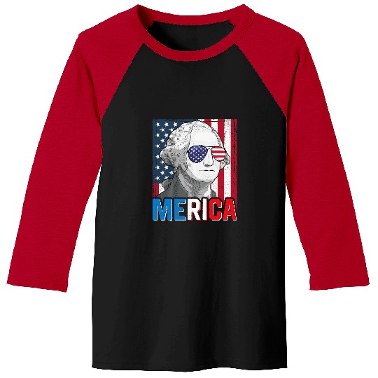 George Washington 4th Of July Merica Men Women American Flag Baseball Tees
