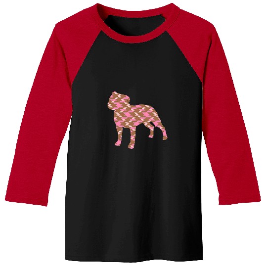 Dog Staffordshire Pit Bull Terrier Plaid Dog Silhouette Baseball Tees