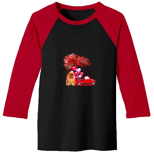 Dog Pomeranian Sunglasses Hearts Tree Pickup Truck Lover Couple 96 Baseball Tees