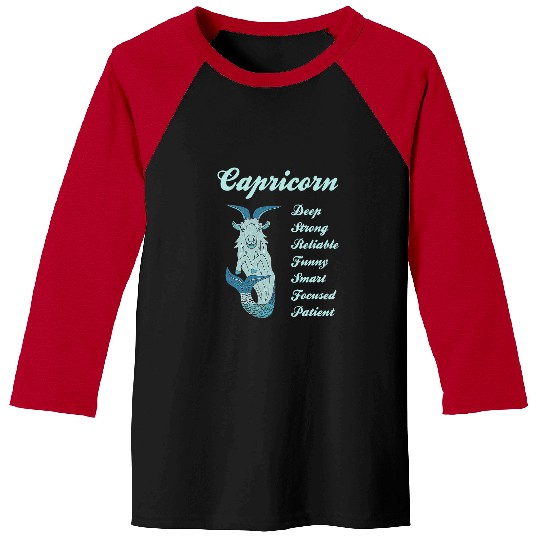 Fun Capricorn Traits List With Cool Goats Art Sun Sign Design Baseball Tees