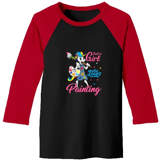 Girl Who Loves Painting Unicorns Artist Painter Art Gift Baseball Tees