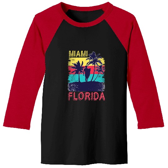 Surf Life Retro Summer Surfing South Beach Tropical Miami Florida Baseball Tees