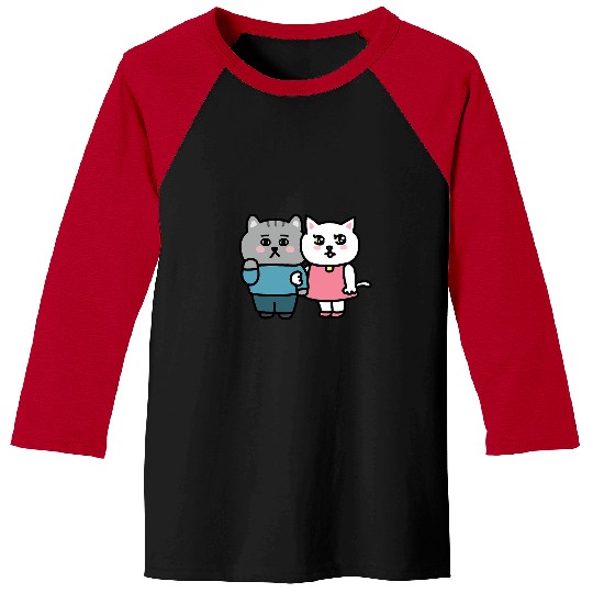 Gray and Carrie Cat illustration Baseball Tees