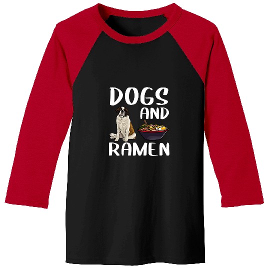 Dogs And Ramen St Bernard Japanese Noodles Baseball Tees