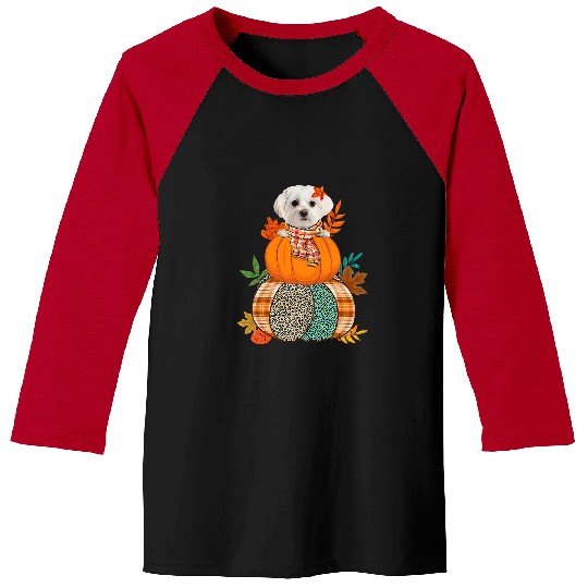 Dog Maltese Cute Maltese PumpkinThanksgiving Autumn Dog Lover Baseball Tees